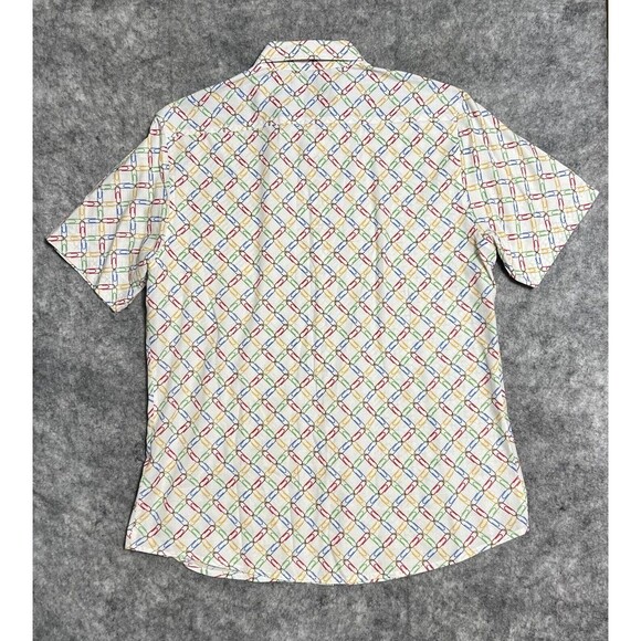 Project Red Paper Clip Allover Print Shirt Men's XL Multi Button Up Cotton - Picture 2 of 16